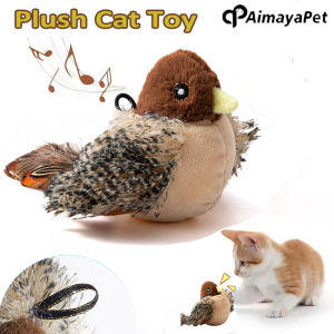 AIMAYAPET Interactive Cat Toys Bird Chirping Cats Toy Sparrow Catnip Toy Vivid Simulated Chirping Flying Bird Cat Toy