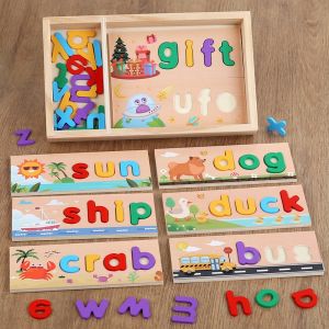 Montessori Wooden Colorful Alphabet Number Puzzle Kids Intelligent Matching Game Preschool Children Early Educational Toys Gifts