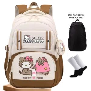 ARMELIA SHOP Tas anak perempuan terbaru helokiti free raincoper dan kaos kaki