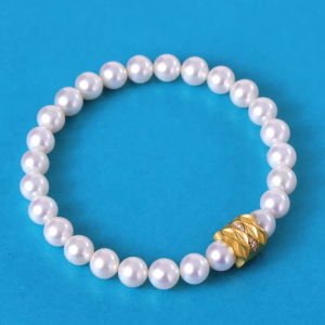 Chow Sang Sang 周生生 999 Pure Gold YuYu Diamond Pearl Bracelet for Women 15cm 95648B