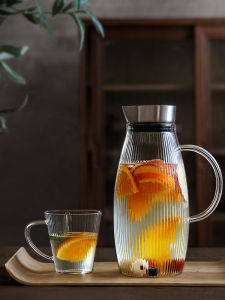 Creative Large Capacity Striped Glass Cold Brew Coffee Pot Japanese Style Flower Tea Pot Home Use Juice Pot Seetao Xietao