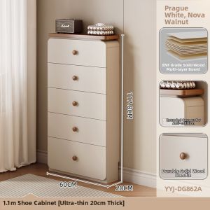 YANGYING | Creamy Style Solid Wood Ultra-thin Drawer Chest