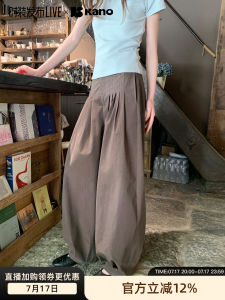 Narrow Edge Pleated Design Wide Leg Pants