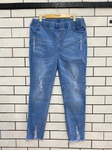 celana ripped jeans jumbo wanita - jeans cewek model sobek-sobek rawis - celana pinggang karet street melar
