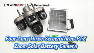 LS VISION V380 Pro กล้องวงจรปิดรักษาความปลอดภัยแบบ2-วิธีพูดคุยกล้องพลังงานแสงอาทิตย์ไร้สาย3 PTZ กล้อง4เลนส์3หน้าจอซูม10X ติดตั้งง่ายกล้อง IP กันน้ำ IP66โปร5K 4G /Wifi