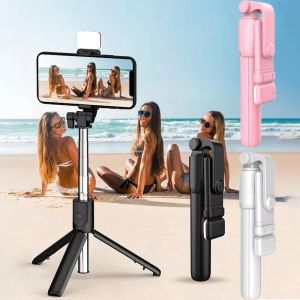 Bluetooth Selfie Stick Mobile Phone Holder Retractable Portable Mini Tripod With Wireless Remote LED Selfie Light For Smartphone