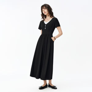 DUSHU | Micro-custom Lace-spliced Elegance Split-design Black Dress
