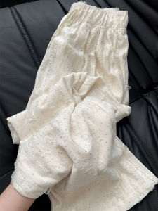 LANMENGYA | White Ripped High Waist Drapey Baggy Trouser