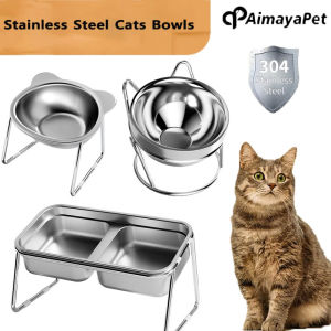 AIMAYAPET Pet Stainless Steel Dog Bowl Cat Bowl Fall-Resistant Cat and Dog Food Bowl with Stand Anti Slip Pet Bowl