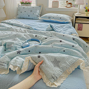 susan | Double Layer Gauze Puff Cotton Summer Bed Set Air Conditioning Blanket