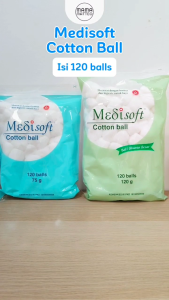 MEDISOFT Cotton Ball Biru 75gr Hijau 120gr / Kapas Bayi Anak Bulat Bola Besar 120 balls / Bandung