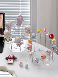 Acrylic Display Stand Triangle Figure Storage Box Blind Box Small Figurine Display Shelf Transparent Cartoon Cute Particle Storage Rack