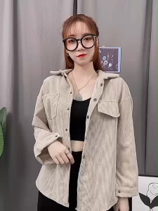 Kemeja Wanita Baby Corduroi Lengan Panjang - Outfit Wanita Oversize - Outfit Wanita Korean Style