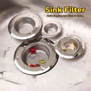 Universal Kitchen Sink Strainer Stainless Drain Hole Sink Filter for Food Stainer Sink Floor Drain Filter Reusable