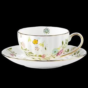 AZUKI Premium Ceramic Tea Pot Coffee Pot European Ceramic Vintage Teapot with Gold Edge Flower Elegant Design Good Gift