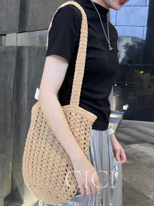 Túi Đeo Vai Dệt Kim Cotton Đa Năng CiCi Túi Đeo Vai Đơn Mùa Hè 2024 Túi Đeo Vai Đơn Giản Phong Cách Nhật Bản Túi Đeo Vai Thường Ngày