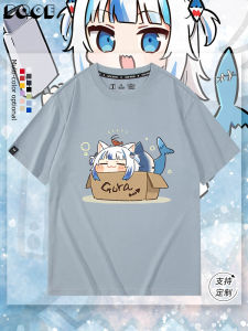 Gawr Gura Vtuber Cartoon 100% Cotton Loose Summer T-shirt