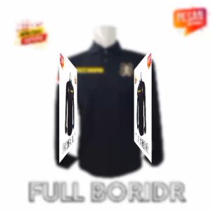 KAOS KERAH FREE NAMA LOGO SECURITY KUNING FULL BORDIR LENGAN PANJANG BANYAK PILIHAN WARNA BKS