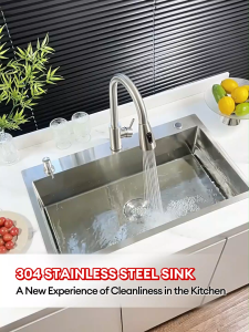 ICIC 304 Stainless Steel Sink for Kitchen Sink Single Sink/Double Sink Household Advanced Sink with Faucet & Drain & Basket