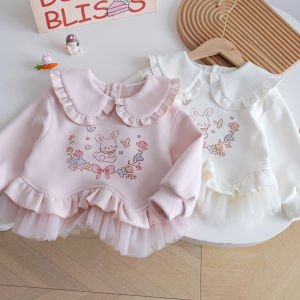 ชุดเดรสผ้าฝ้ายลายหมากรุกตัวน้อยสไตล์เจ้าหญิงฤดูใบไม้ร่วงสำหรับเด็กผู้หญิง ชุดกระโปรงสั้นคอตตอนพร้อมขอบลูกไม้และพิมพ์ลายหมากรุก