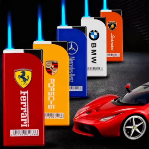 Metal windproof lighter Blue flame Refillable Windproof Lighter Cigarette Lighter Sports car logo lighter JVL