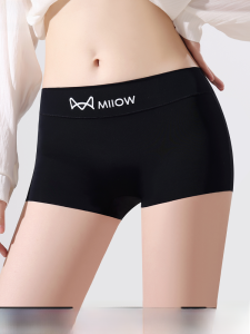 miiow | Womens Summer Ice Silk Thin Briefs Safety Pants Flat Angle Underwear Two-In-One JK Bottoms No Roll Edge Comfortable Briefs