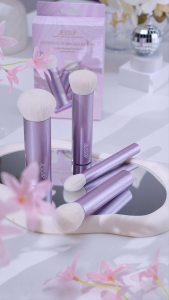 Bộ cọ trang điểm Jessup 4 chiếc cọ Kabuki cho kem nền phấn tạo khối má hồng tạo khối và bắt sáng sợi tổng hợp cao cấp không độc ác màu tím sang trọng T517