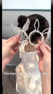 Pearl Tassel Rhinestone Luxury Fish Wings Rabbit Ear Round Bun Hair Claw For Girl Woman Temperament Designer Hair Clips Fashion