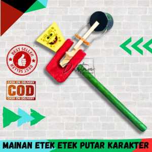 Mainan tradisional etek etek kayu model karakter mainan jadul anak