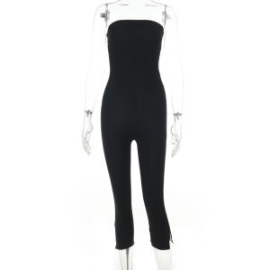 Strapless High-Waisted Bodycon Jumpsuit Womens plus Size One-Piece Suit without Sleeves Full of Fashion in Winter