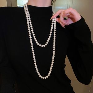 Exaggerated Multi-Layer Pearl Necklace Long Sweater Chain Luxury Feel Womens Fashion Jewelry Accessory Traditional Cheongsam Style