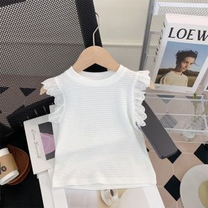 Girls Cotton T-Shirt Baby Summer Thin Short Sleeve Base Shirt Pure Color round Neck Toddler Kids Fashionable Base Layer Top