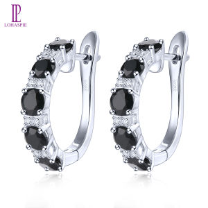 Lohaspie Jewelry Genuine 3 Carats Solid Sterling Silver 925 Clip Earring Natural Black Spinel Clip Earring Silver Earrings 925 Original Black Spinel Earring For Women Jewelry