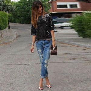 Áo Thun Nữ Hở Vai Sequin Gợi Cảm Mùa Hè Áo Thun Nữ Tay Ngắn Cổ Tròn Dáng Rộng Thường Ngày Chất Liệu Polyester