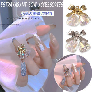 New 2025 Nail Art Crystal Bell Decorations Colorful Transparent Butterfly Knot Jewelry Pendants Fashionable Nail Decoration Accessories