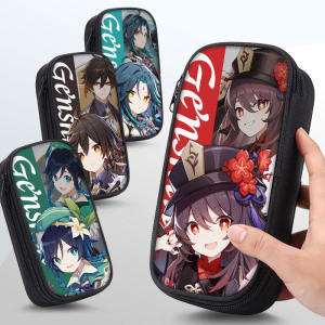 Genshin Impact Collaborative Pencil Case Boys Style Stationery Box Walnut Paratrooper Design Multi-Functional for Middle And Primary School