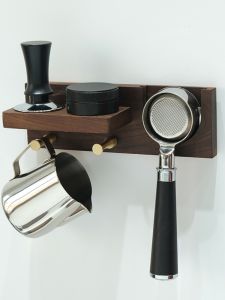 Multi-Functional Coffee Utensils Storage Rack Punch-Free Espresso Handle Powder Dispenser Wall-Mounted Compact Barista Stand