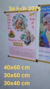 (HCM) HỎA TỐC In lịch tết 2025 vải lụatheo yêu cầu kích thước 40x60cm 30x40cm 30x60 cm
