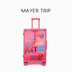 Mayertrip Fashionable Graffiti Luggage 20 Inch Front Opening Carry on Suitcase with Universal Wheels And Computer Password Travel Case