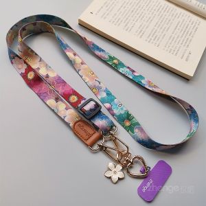 Long Crossbody Painted Phone Strap Outdoor Travel Anti-loss Chain Camera Cover Durable Nylon Woven Material Vintage Pattern