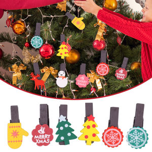 5/10Pcs Christmas Ornaments Wooden Clip Cartoon Snowman Elk Hanging Photo Clip Christmas Decorations for Home