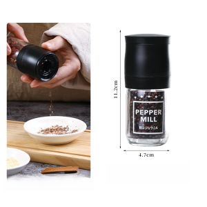 Manual Kitchen Spice Grinder Sesame Seed Milling Tool Sea Salt Pepper Grinding Device Japanese Style Glass Bottle for Cooking