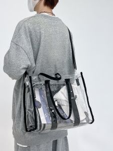 กระเป๋าสะพายข้าง PVC ใส ความจุขนาดใหญ่ สำหรับผู้ชายและผู้หญิง สำหรับการว่ายน้ำ ออกกำลังกาย ไปทำงาน กระเป๋าส่งของ แบรนด์แฟชั่น