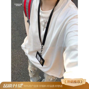 Áo Thun Dài Tay Màu Trắng Có Họa Tiết American Fit Dành Cho Nam Mùa Thu Áo Lót Thoải Mái Áo Chui Đầu Cổ Tròn