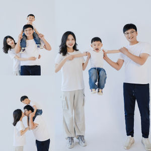 Bộ Đồ Chụp Ảnh Gia Đình Màu Trắng Bộ Ba Mảnh Quần Áo Trẻ Em Quần Áo Cotton Mùa Hè Đồ Mặc Cho Bé Trai Và Bé Gái