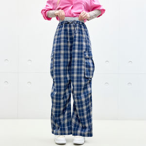 Juicy Couture | Women Loose Fit Plaid Trousers with Double Waistband