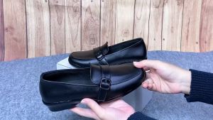 LIKA Flory - Sepatu Wanita Loafers Kulit Formal Kerja Hitam Hak 3 Cm