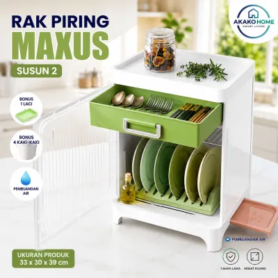 FOOD CABINET BISTRO DUAL DOOR LEMARI MAKANAN SUSUN 3 RAK MAKANAN DAPUR