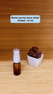 Botol Pump Kaca Tebal Amber 10ML / Botol Kaca Serum Coklat 10 ML / Pump Bottle Amber - 1 PCS
