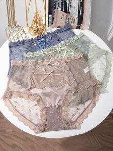 พลัสไซส์ Pure ผ้าฝ้าย High เอว ลูกไม้ กางเกงใน ผู้หญิง ชุดชั้นในไร้รอยต่อสามเหลี่ยมสบาย กางเกง เซ็กซี่ ชุดชั้นในสําหรับ พลัสไซส์